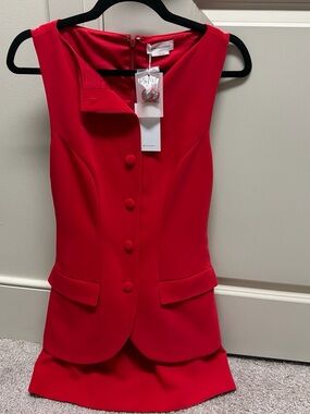 NWT Lovers and Friends Sleeveless Red Button-Front Dafne Dress